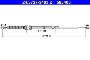 Kabel, parkeringsbremse, Bak