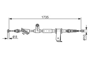 Kabel, parkeringsbremse, H&#248;yre