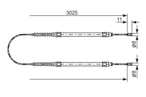 Kabel, parkeringsbremse, Bak, Senter