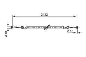 Kabel, parkeringsbremse, Foran, Senter