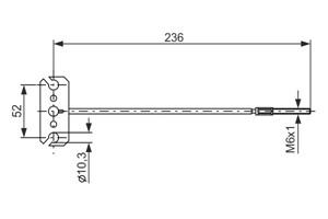 Kabel, parkeringsbremse, Foran, Senter