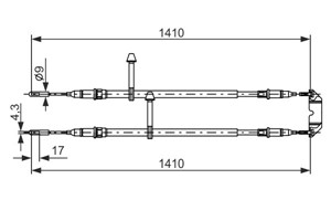 Kabel, parkeringsbremse, Bak, Senter