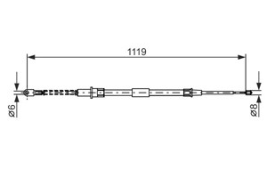 Kabel, parkeringsbremse, H&#248;yre