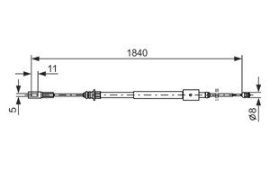 Kabel, parkeringsbremse, Bakre venstre, H&#248;yre bak