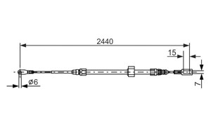 Kabel, parkeringsbremse, Foran, Senter