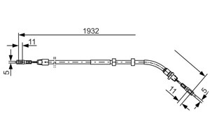 Kabel, parkeringsbremse, Bak, H&#248;yre