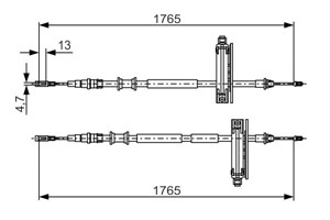 Kabel, parkeringsbremse, Senter