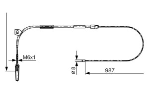 Kabel, parkeringsbremse, Foran, Senter