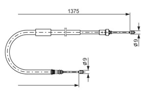 Kabel, parkeringsbremse, H&#248;yre