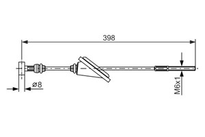 Kabel, parkeringsbremse, Foran, Senter