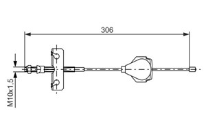 Kabel, parkeringsbremse, Foran, Senter