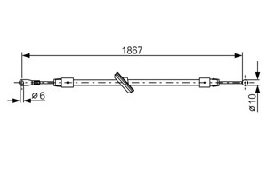 Kabel, parkeringsbremse, Foran, Senter