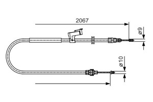 Kabel, parkeringsbremse, H&#248;yre bak