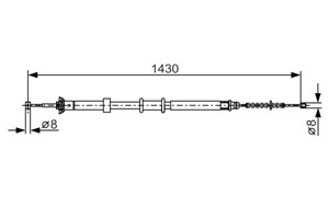 Kabel, parkeringsbremse, Foran, H&#248;yre bak, Senter