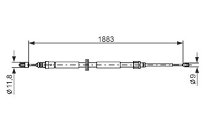 Kabel, parkeringsbremse, H&#248;yre, Venstre