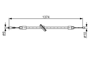 Kabel, parkeringsbremse, Foran, Senter