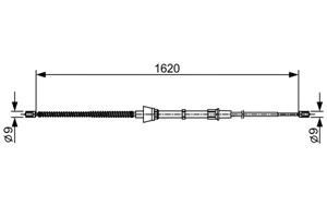 Kabel, parkeringsbremse, H&#248;yre, Venstre