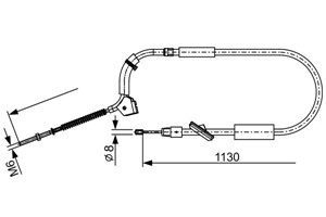 Kabel, parkeringsbremse, Foran, Senter