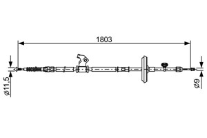 Kabel, parkeringsbremse, H&#248;yre bak