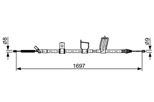 Kabel, parkeringsbremse, Bak, H&#248;yre