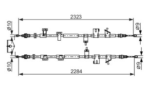 Kabel, parkeringsbremse, Bak, Senter