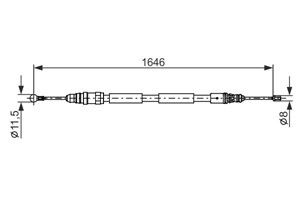 Kabel, parkeringsbremse, Bak, H&#248;yre bak