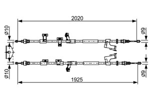 Kabel, parkeringsbremse, Senter