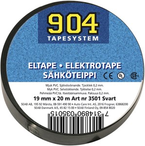 Eltape svart 19 mm x 20 m Universal