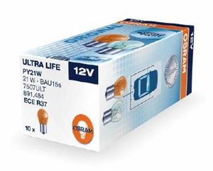 Lysp&#230;re OSRAM ULTRA LIFE PY21W BAU15s, Bak, Foran, Foran eller bak, Kj&#248;ret&#248;y bakd&#248;r, Sideinstallasjon, St&#248;tfanger