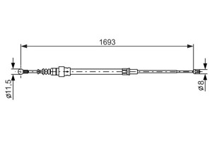 Kabel, parkeringsbremse, H&#248;yre, Venstre