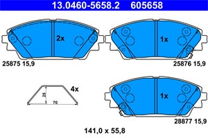 Bilde av Bremseklosser Sett, Framaksel, Mazda 3, 3 Sedan, 3 Skåp/halvkombi, Cx-3, Cx-30, B4y0-33-28zb, Bhy1-33-28za
