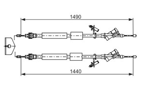 Kabel, parkeringsbremse, Senter