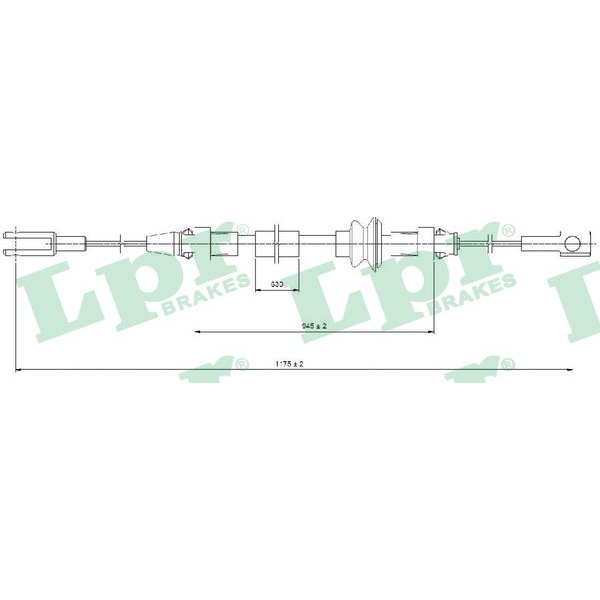 Kabel, parkeringsbremse, Foran