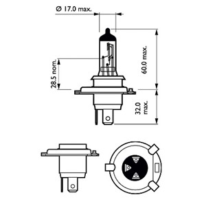 Halogenlampe&#160; PHILIPS LongLife EcoVision H4 P43t-38