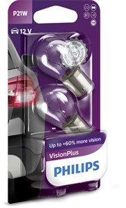 P&#230;re PHILIPS VisionPlus P21W BA15s, Bak, Foran, Foran eller bak, Kj&#248;ret&#248;y bakd&#248;r, Sideinstallasjon, St&#248;tfanger, Skvettskjerm