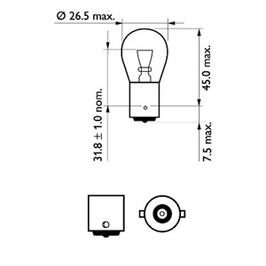 P&#230;re PHILIPS VisionPlus P21W BA15s, Bak, Foran, Foran eller bak, Kj&#248;ret&#248;y bakd&#248;r, Sideinstallasjon, St&#248;tfanger, Skvettskjerm