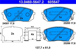 Bilde av Bremseklosser Sett, Framaksel, Hyundai,kia, 58101-3za10, 58101-3za70, 58101-b2a60, 58101-b2a80, 58101-b2a90, 58101-d4a15, 58101-d4a25, 5