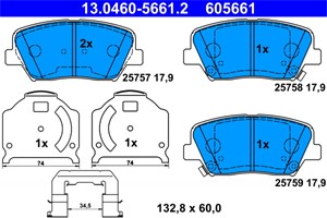 Bilde av Bremseklosser Sett, Framaksel, Hyundai Genesis, Grandeur, Kia Carens Iv, Carens Van Iv, K9 Ii, 58101-b1a00