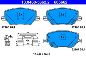 Bilde av Bremseklosser Sett, Bakaksel, Framaksel, Fiat 500x, Jeep Compass, Renegade Suv, 52094174, 6001073457, 77367214, 77368211, 77368577, K683