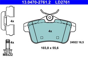 Bilde av Bremseklosser Sett, Bakaksel, Citroën,ds,peugeot, 16 085 206 80, 16 086 816 80, 16 168 727 80, 16 231 808 80, 16 364 112 80, 4254 35, 42