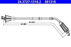 Kabel, parkeringsbremse, H&#248;yre bak