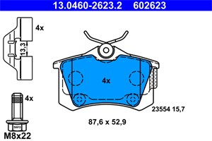 Bilde av Bremseklosser Sett, Bakaksel, Citroën,ds,opel,peugeot, 16 168 726 80, 16 231 807 80, 16 318 317 80, 3649110