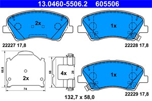 Bilde av Bremseklosser Sett, Framaksel, Kia Rio Iv, Rio Hatchback Van Iv, Rio Sedan Iv, Stonic, Stonic Hatchback Van, 58101-h8a55, 58101-h8a58