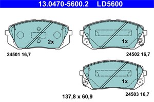 Bilde av Bremseklosser Sett, Framaksel, Hyundai,kia, 58101-0za00, 58101-1da00, 58101-1de00, 58101-2sa50, 58101-2sa70, 58101-2ya00, 58101-2ya50, 5