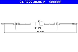 Bilde av Kabel, Parkeringsbremse, Høyre Bak, Ford Transit V363 Buss, Transit V363 Flak/chassi, Transit V363 Skåp, 1816179, 1827662, 2162665, 2380