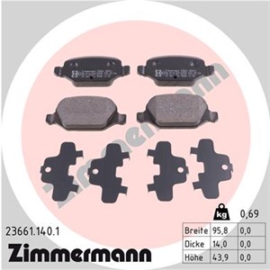 Bilde av Bremseklosser Sett, Bakaksel, Abarth,fiat,lancia, 77362270, 77363445, 77364024, 77364961, 9948417, 9949335