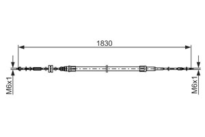 Kabel, parkeringsbremse, Foran, Senter