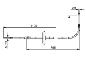 Kabel, parkeringsbremse, Foran, Senter