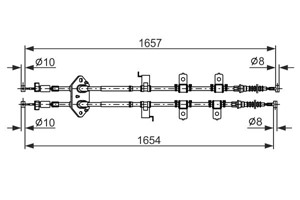 Kabel, parkeringsbremse, Bak, Senter