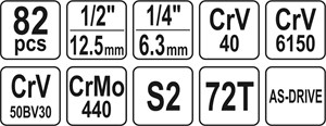 Pipen&#248;kkelsett 82pcs 1/2&quot;, L, Universal